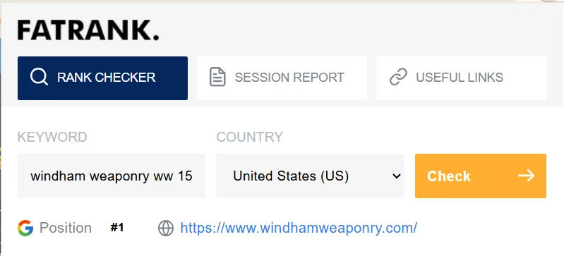 Windham Weaponry Google ranking - position 01 (another keyword)